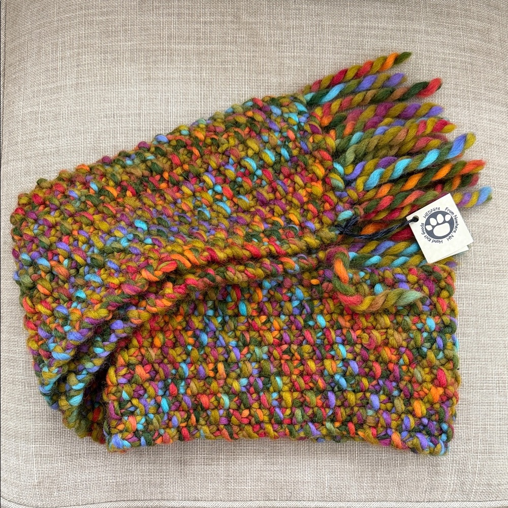 Hand knitted wool scarf